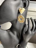 Vintage MAM’ Signed Geometric Rhinestone Dangle Earrings