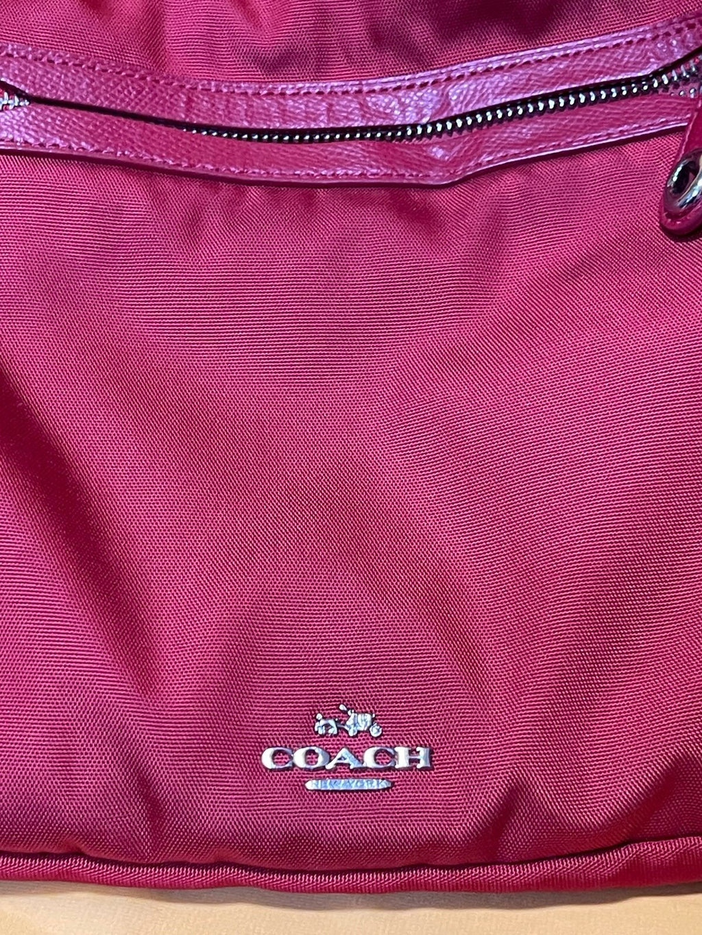 Coach Red Nylon Crossbody Bag Leather Trim