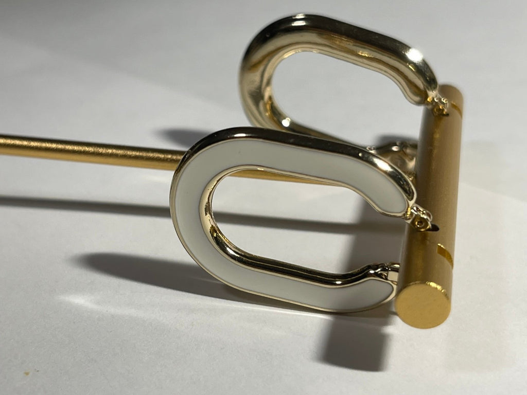 Anne Klein White Enamel & Goldtone Earrings