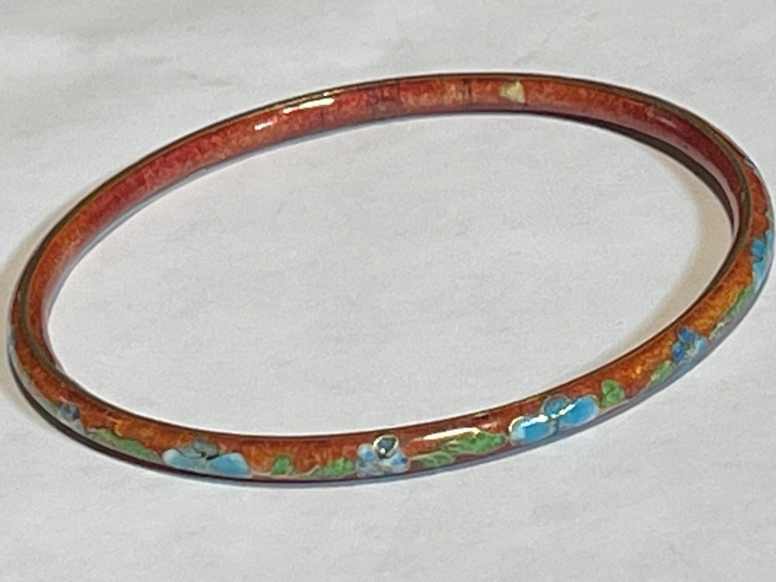 Cloisonné Brick Red/Maroon Bangle Bracelet