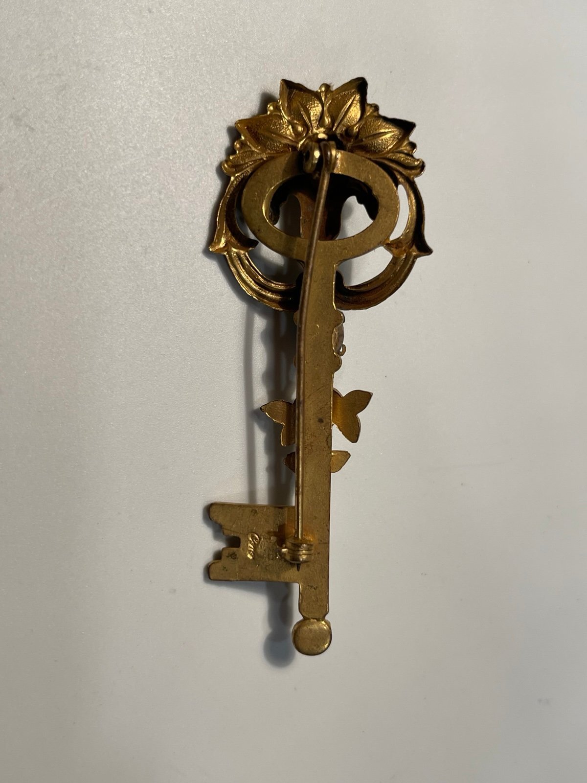 Vintage Coro Goldtone Key Brooch