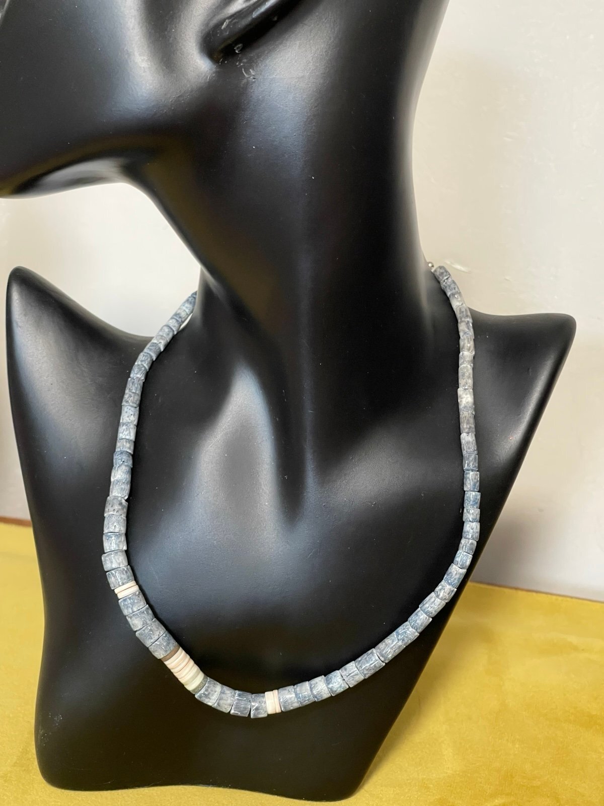 Vintage 17.5in Blue Sponge Coral & Shell Beaded Necklace