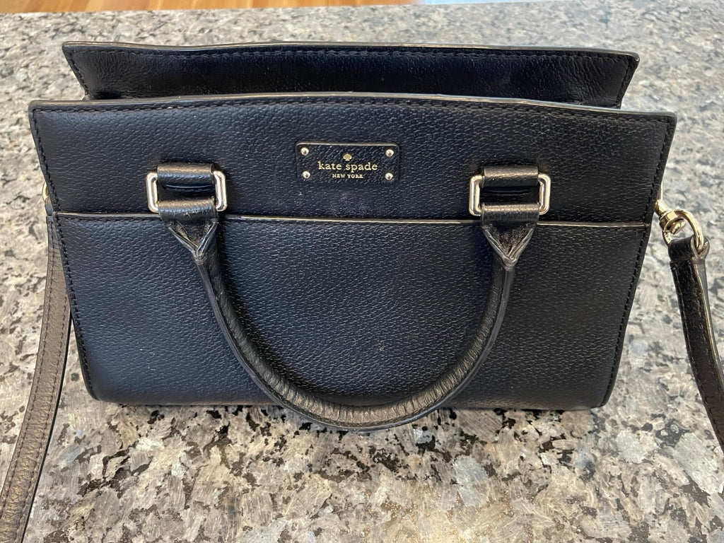 Kate Spade New York Black Pebbled Leather Satchel Crossbody Bag Medium