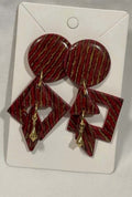 Vintage MAM’ Designs Geometric Resin Statement Earrings (Red & Gold)