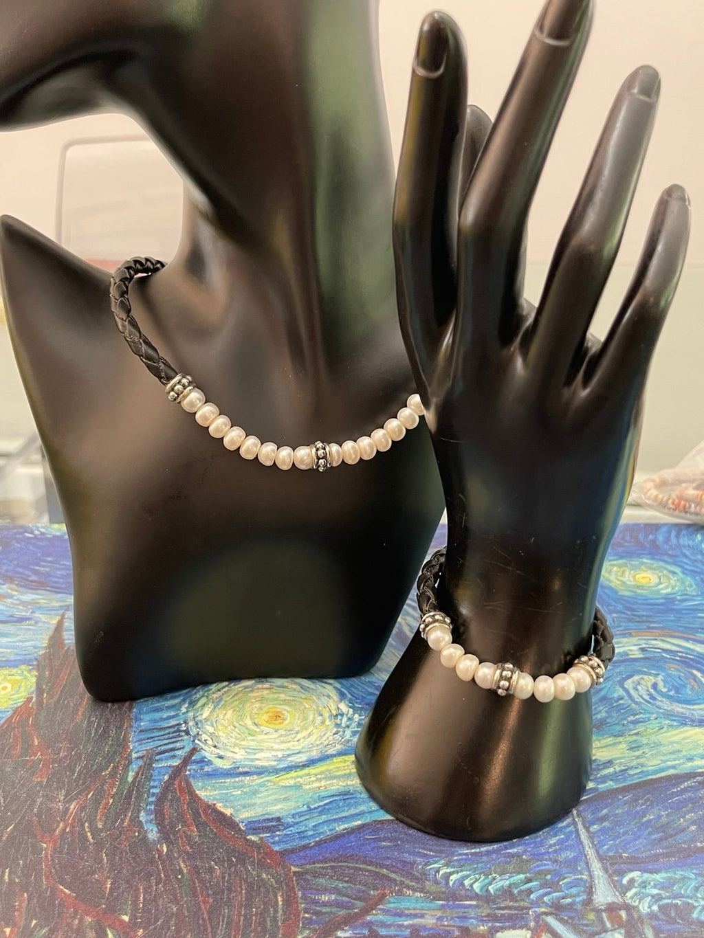 Sterling Silver, Pearl, Necklace and Bracelet Set