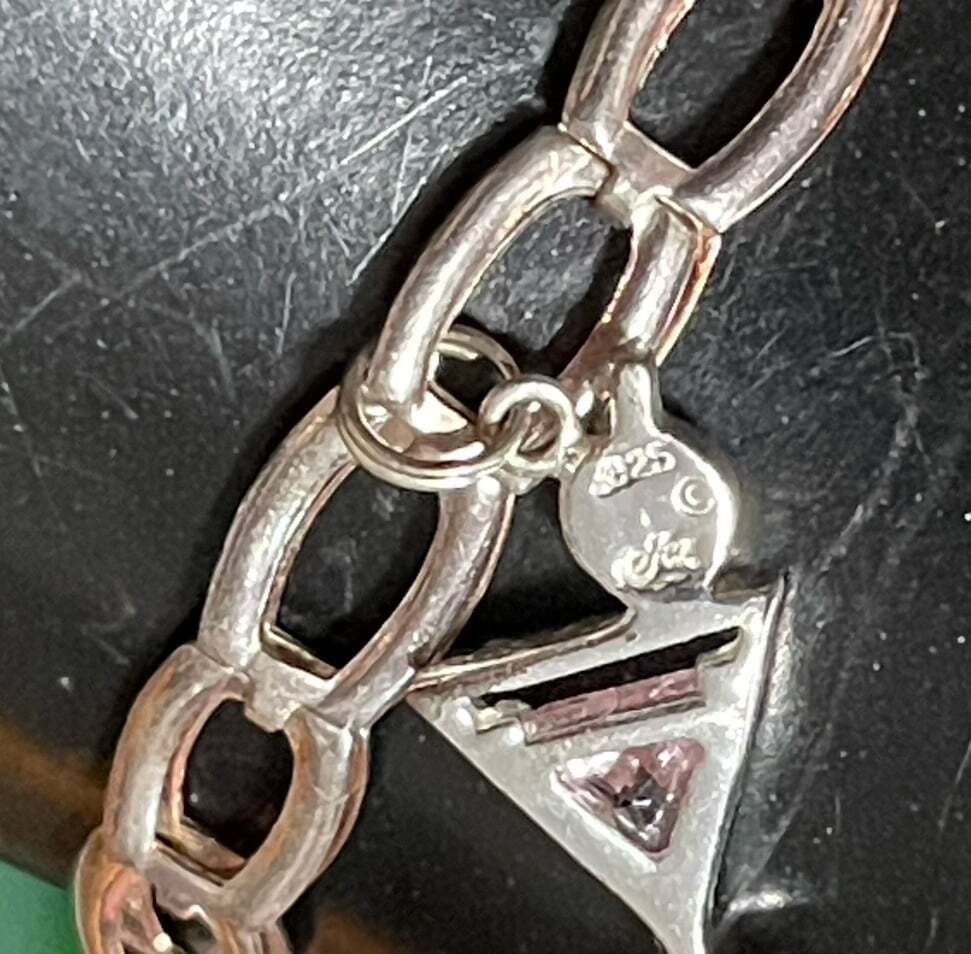 Sterling Silver Italian Charm Designer Bracelet with Fun Sterling Charms