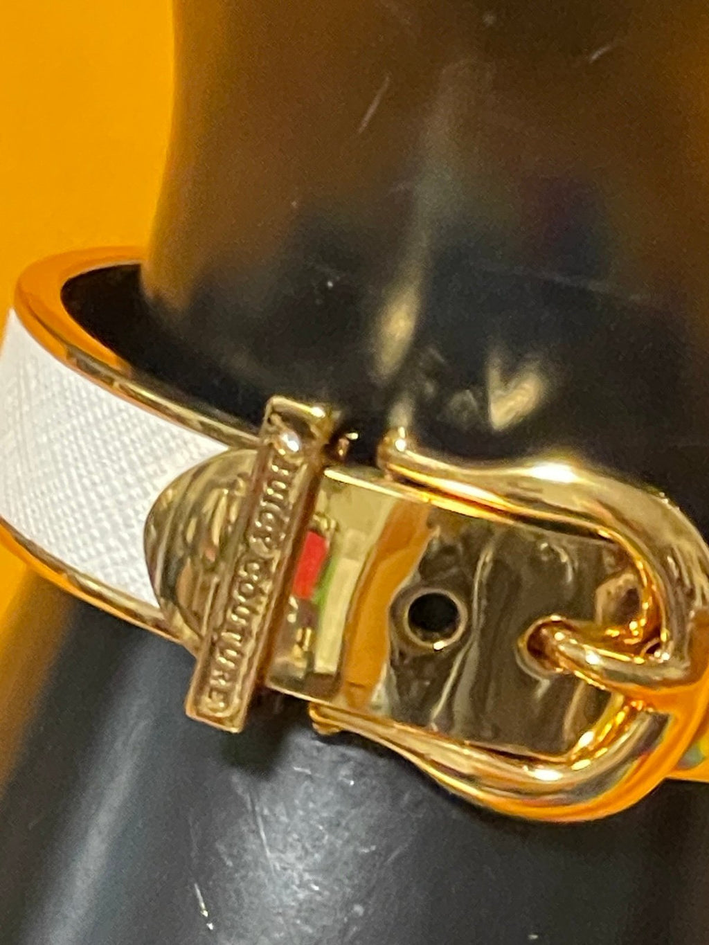 Juicy Couture Gold & White/Cream Buckle Hinge Bracelet