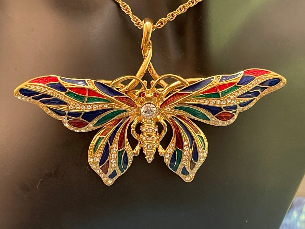 Jacqueline Bouvier Kennedy (JBK) Butterfly Brooch/Pin/Pendant with 21-Inch Chain