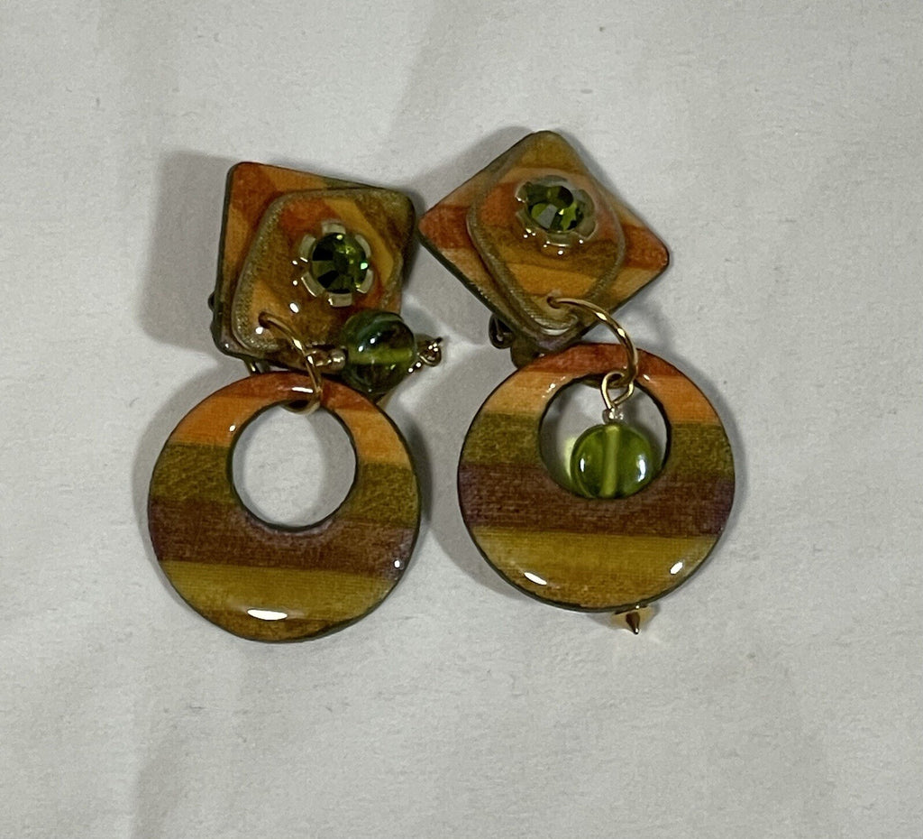 Vintage MAM’ Signed Artisan Geometric Dangle Earrings