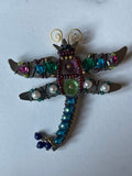 Liztech 1999 Dragonfly Brooch Pin Signed Handmade Wire Wrapped Beaded Artisan