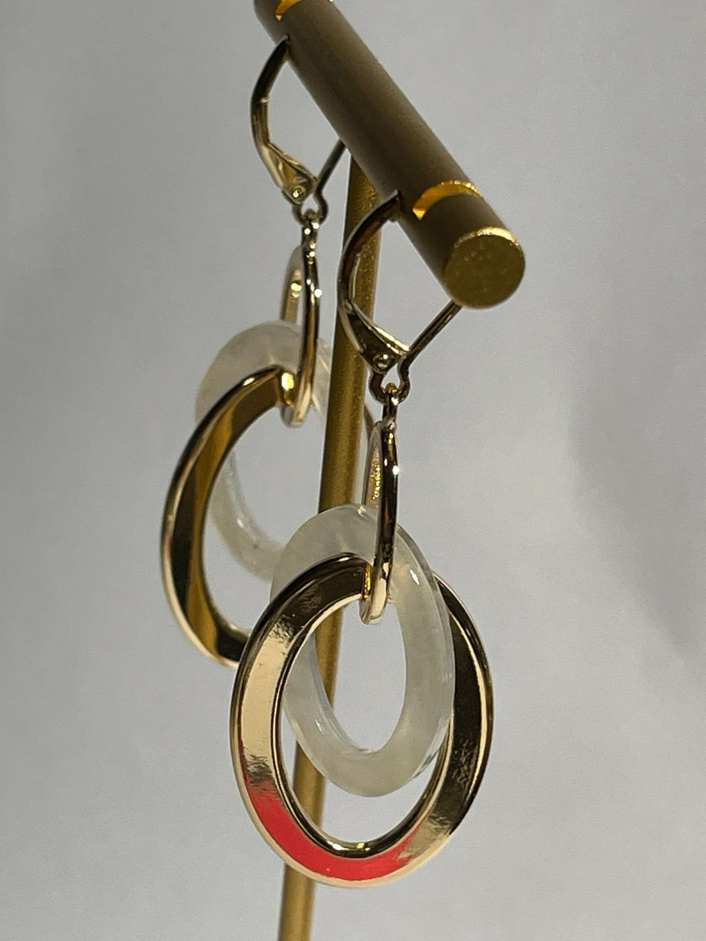 Anne Klein Dangle Goldtone & White Resin Earrings