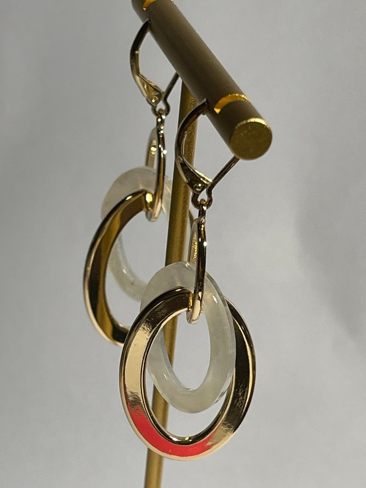 Anne Klein Dangle Goldtone & White Resin Earrings