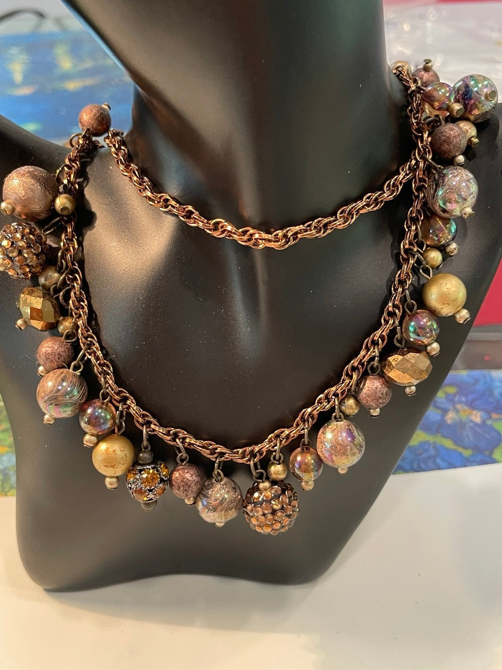 Treska 36” Boho Necklace Mixed Bead & CopperTone Chain