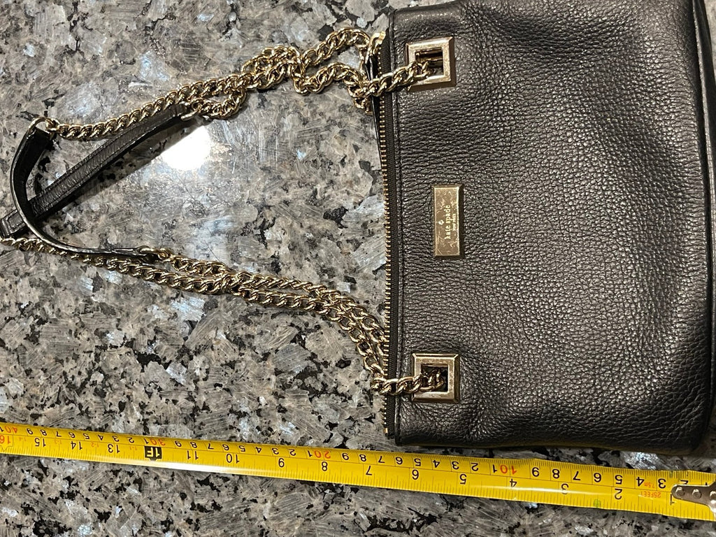 Kate Spade New York Gold Coast Black Pebbled Leather Chain Shoulder Bag