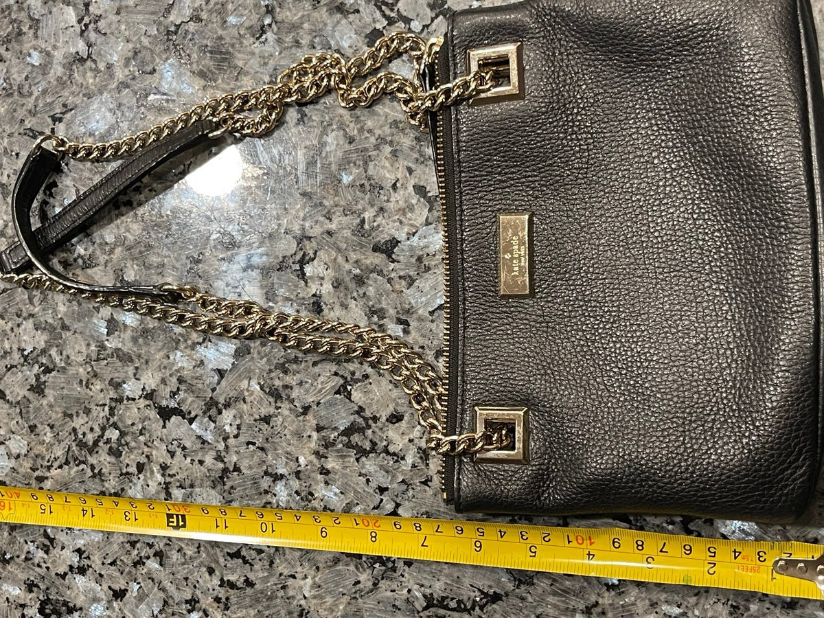 Kate Spade New York Gold Coast Black Pebbled Leather Chain Shoulder Bag
