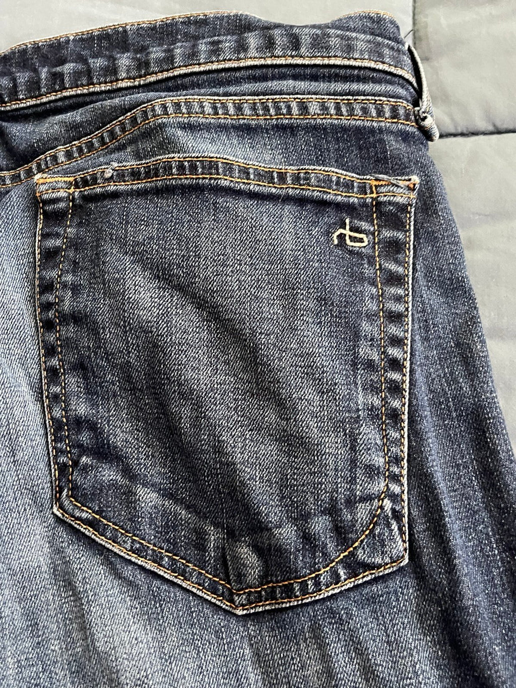rag & bone Yesler Raw Hem Skinny Jeans Size 31 Dark Wash Stretch Made in USA
