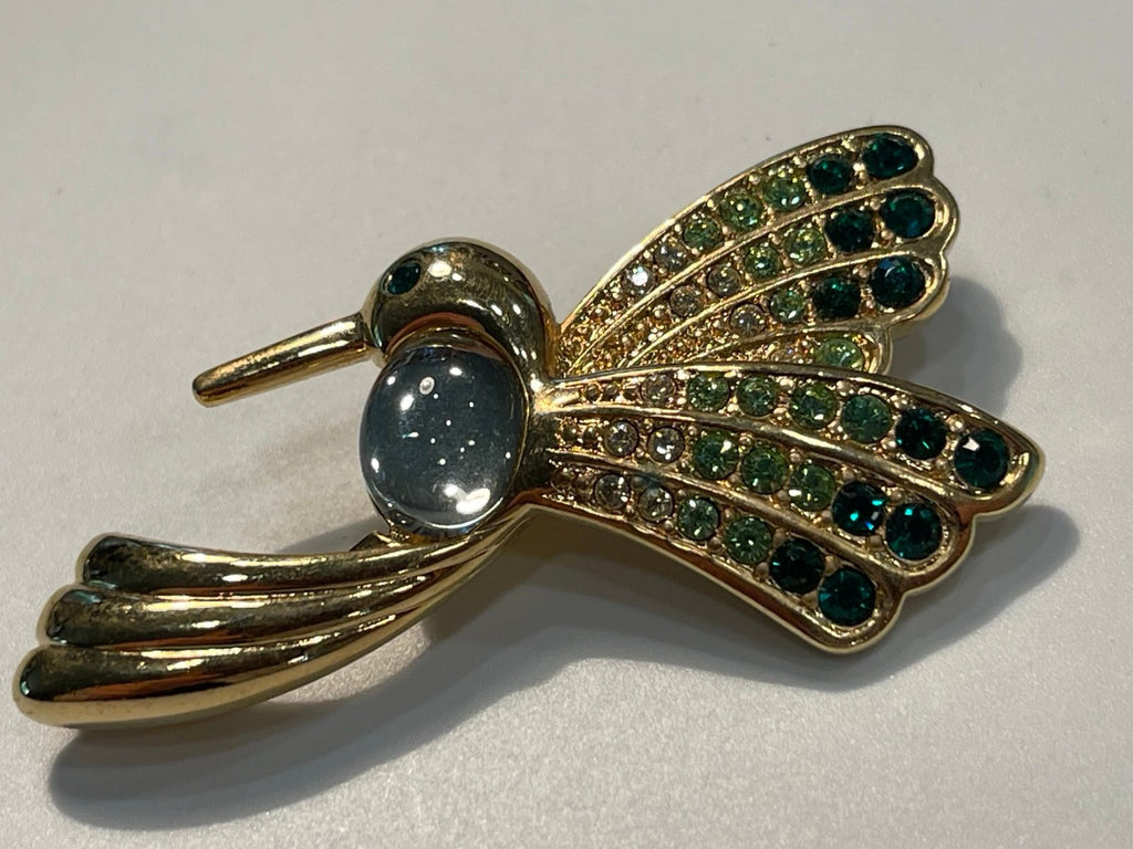 Vintage Monet Jelly Belly Hummingbird Rhinestone Brooch/Pin
