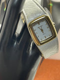 Armitron Now Ladies Goldtone Bezel Rhinestone Accent Dial White Leather Band