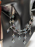 Yochi NY 14in Iridescent Rhinestone Dangle Handcrafted Necklace/Choker