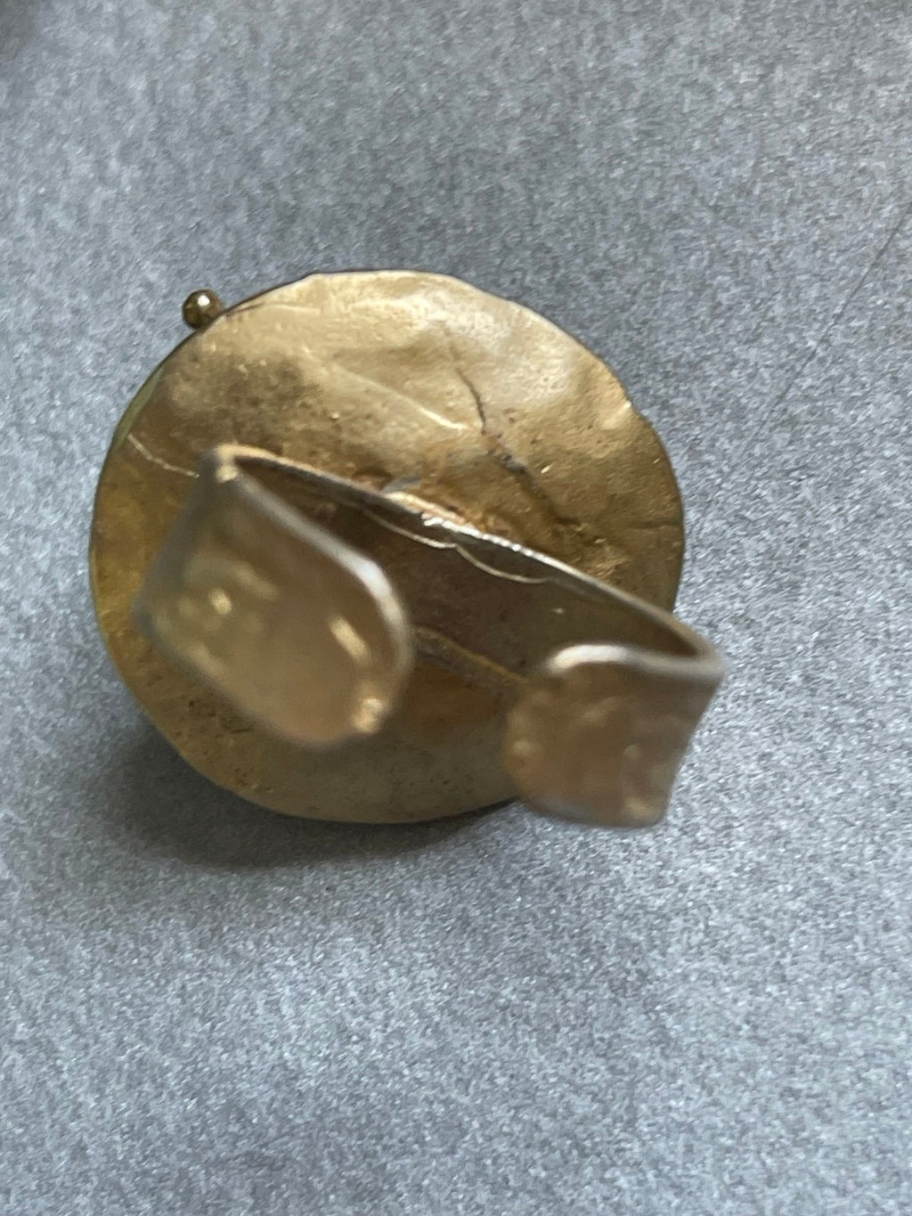 Vintage Gold-Toned Hand-Crafted Authentic Baroque Pearl Adjustable Cocktail Ring