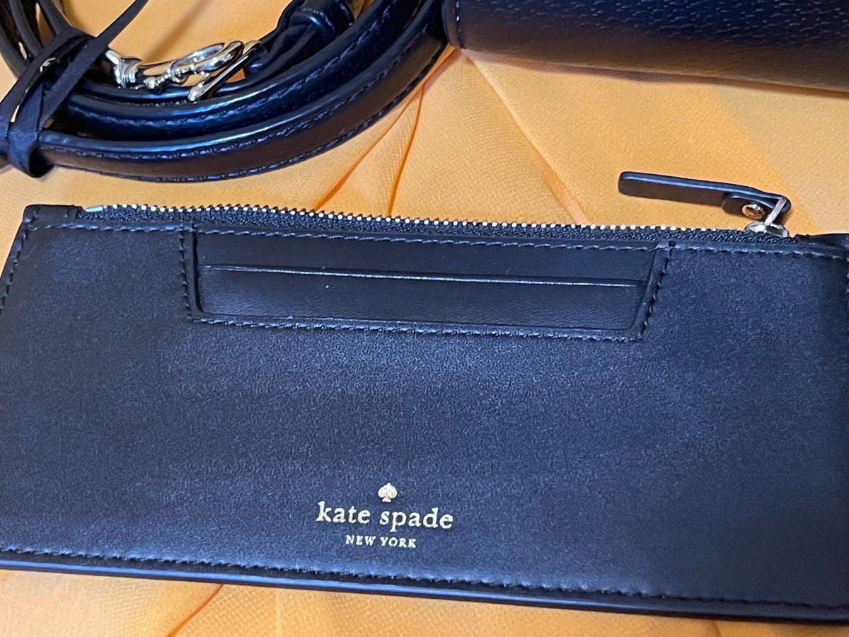 Kate Spade Cameron Black Leather Satchel Crossbody Bag + Cardholder Set
