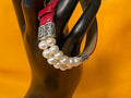 Fabulous Pearl and Sterling on Red Leather Buckle  Bracelet