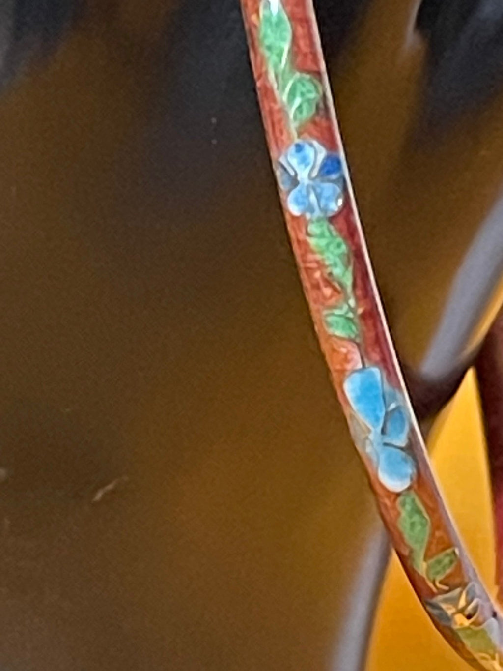 Cloisonné Brick Red/Maroon Bangle Bracelet