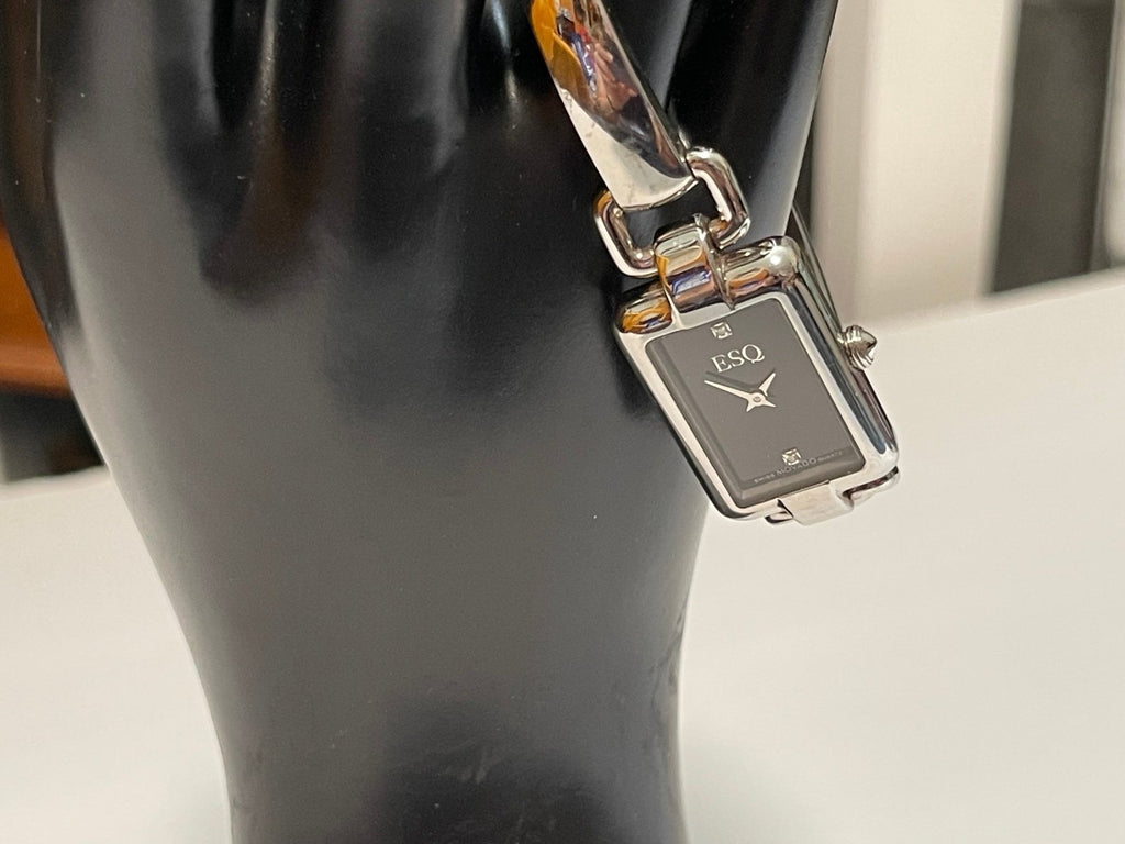 ESQ Movado Ladies Silver-tone Watch Black Face