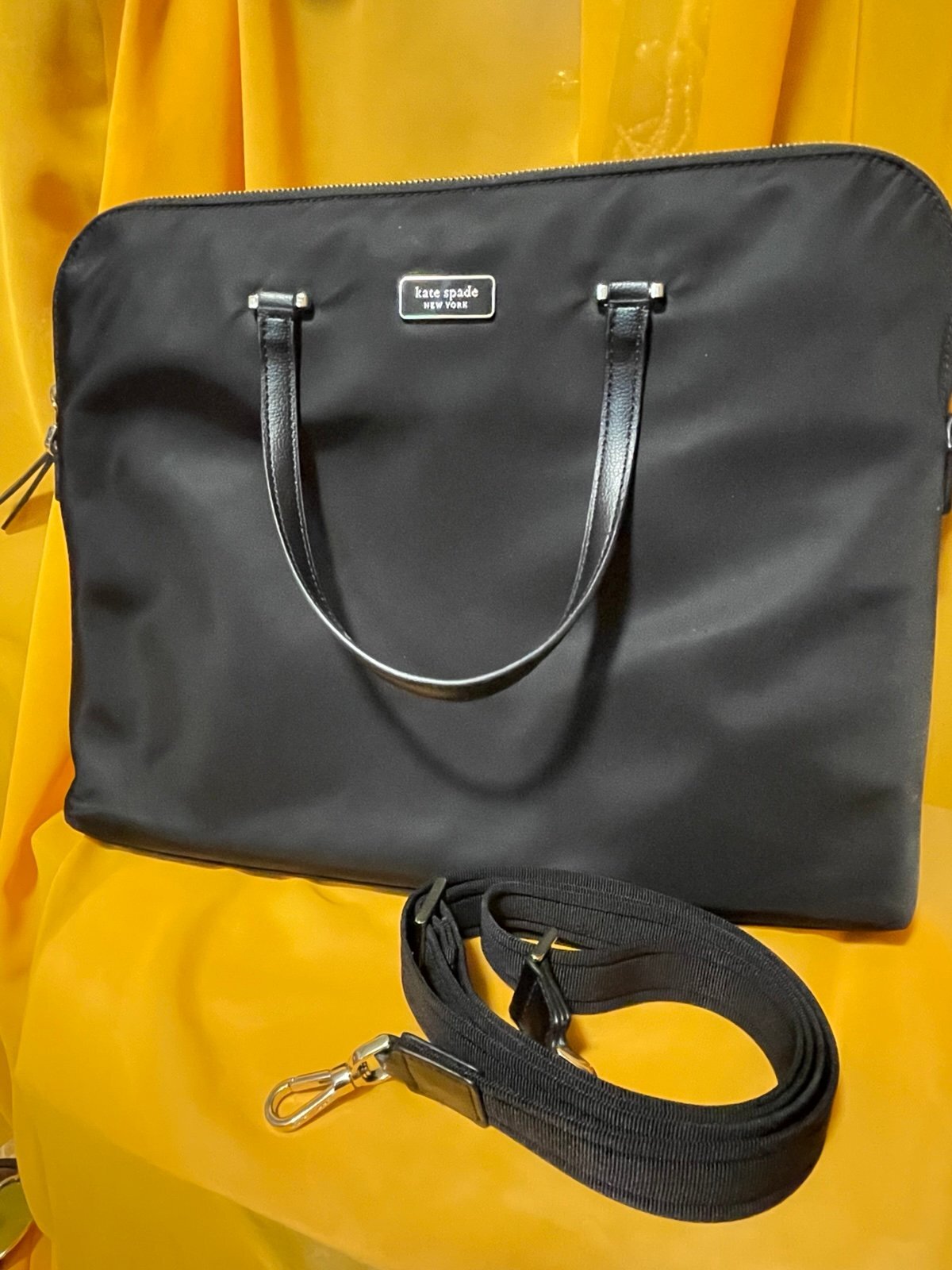 Kate Spade Nylon Laptop Tote Black Work Bag Crossbody Shoulder Bag