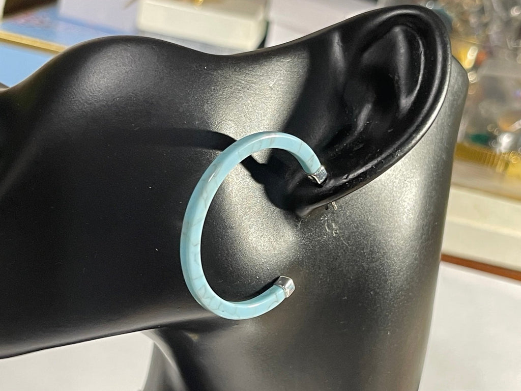 Ralph Lauren Blue ‘Marbled’ Hoop Earrings