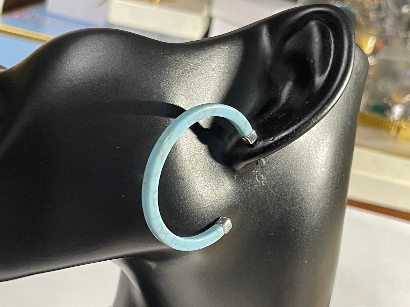 Ralph Lauren Blue ‘Marbled’ Hoop Earrings