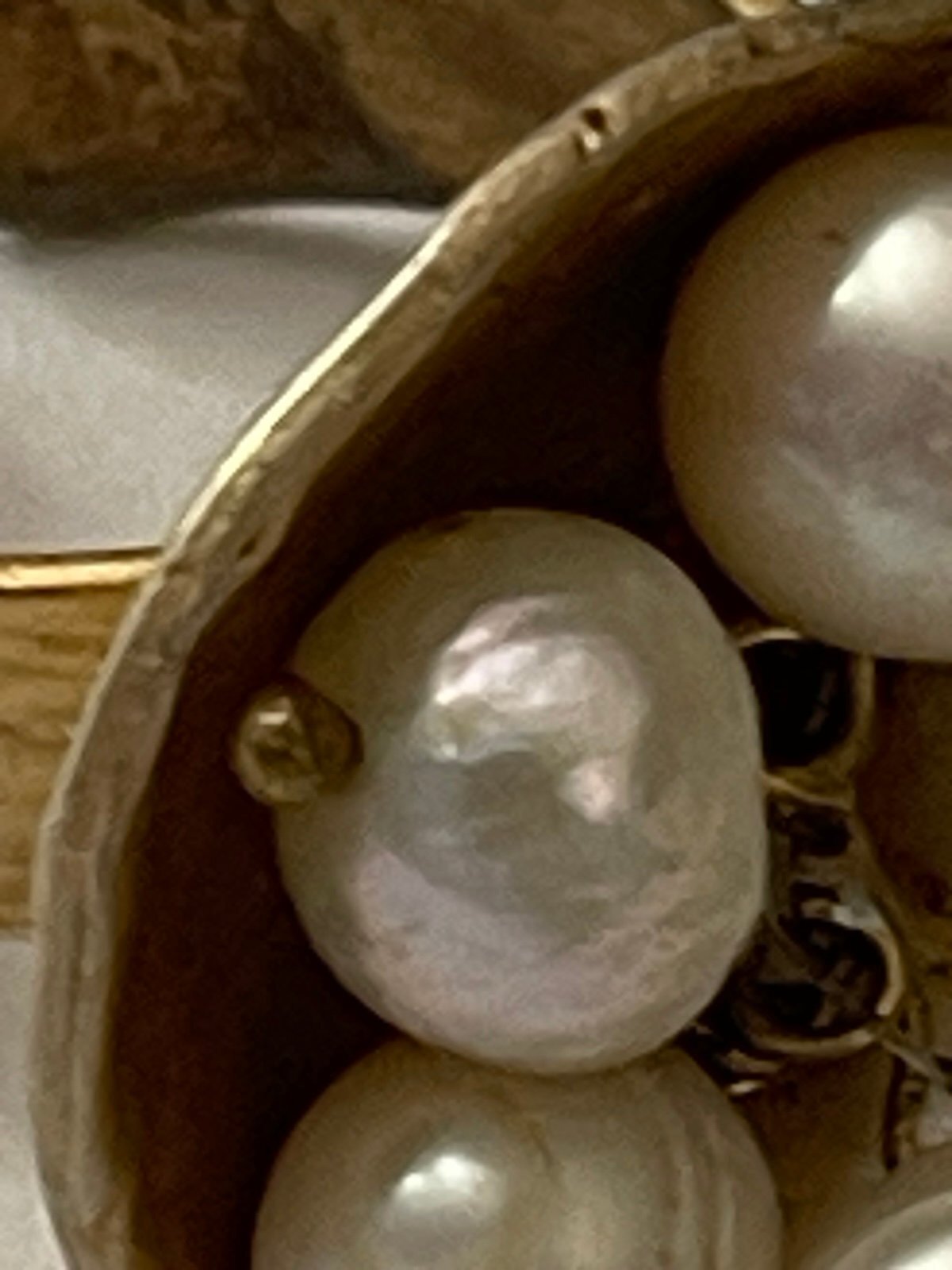 Vintage Gold-Toned Hand-Crafted Authentic Baroque Pearl Adjustable Cocktail Ring