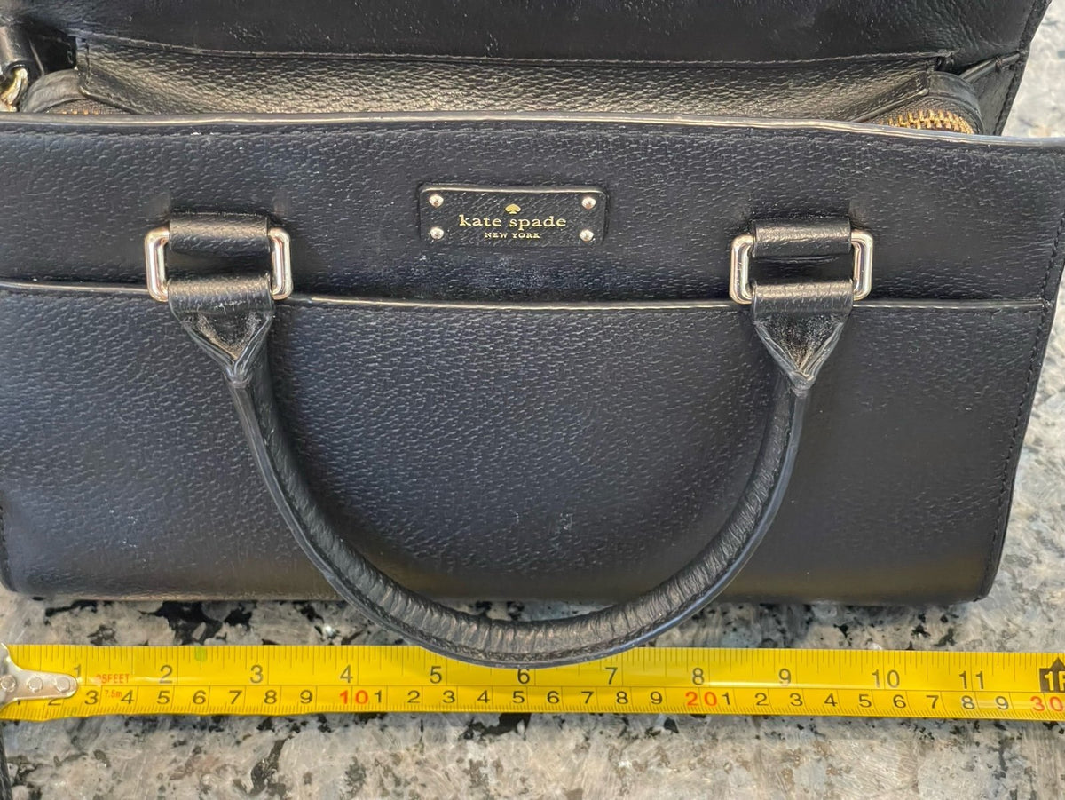Kate Spade New York Black Pebbled Leather Satchel Crossbody Bag Medium
