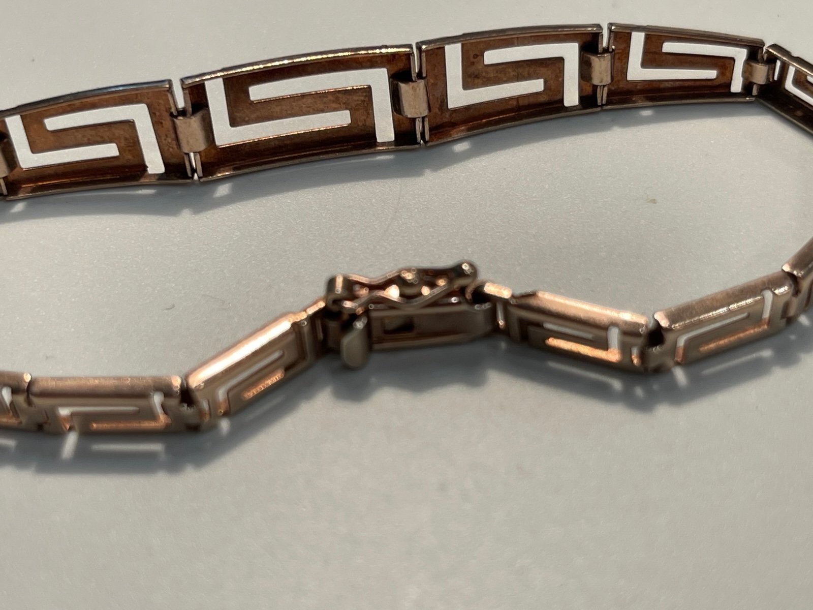 Vintage Meanders Design Greek Key Pattern 925 Sterling Silver Bracelet