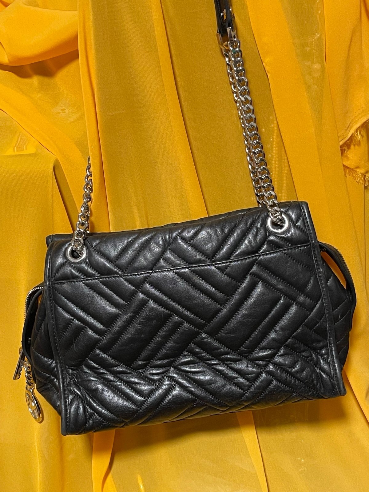 Michael Kors Black Quilted Leather Chain Shoulder Bag MK