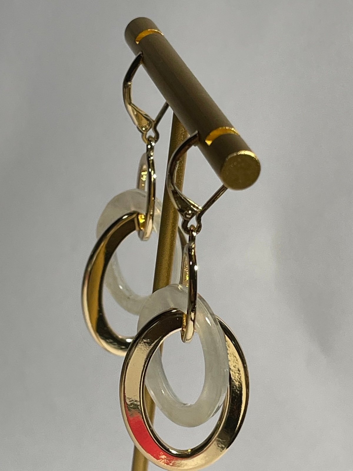 Anne Klein Dangle Goldtone & White Resin Earrings