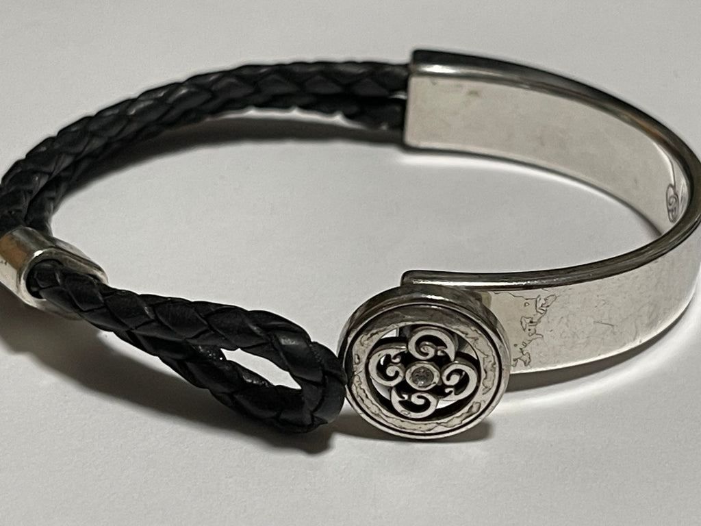 Brighton Black Braid and Silvertone Bracelet