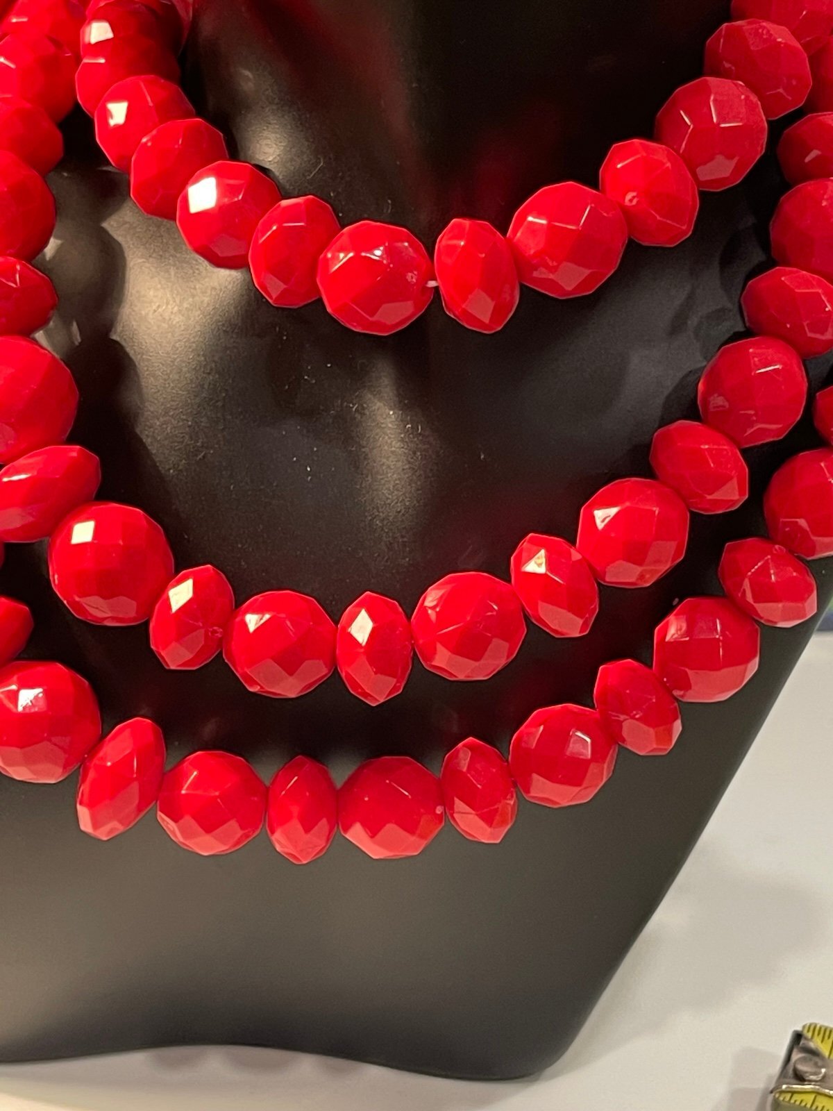 Sugarfix 3Strand Faceted Red Bead Necklace – 19”