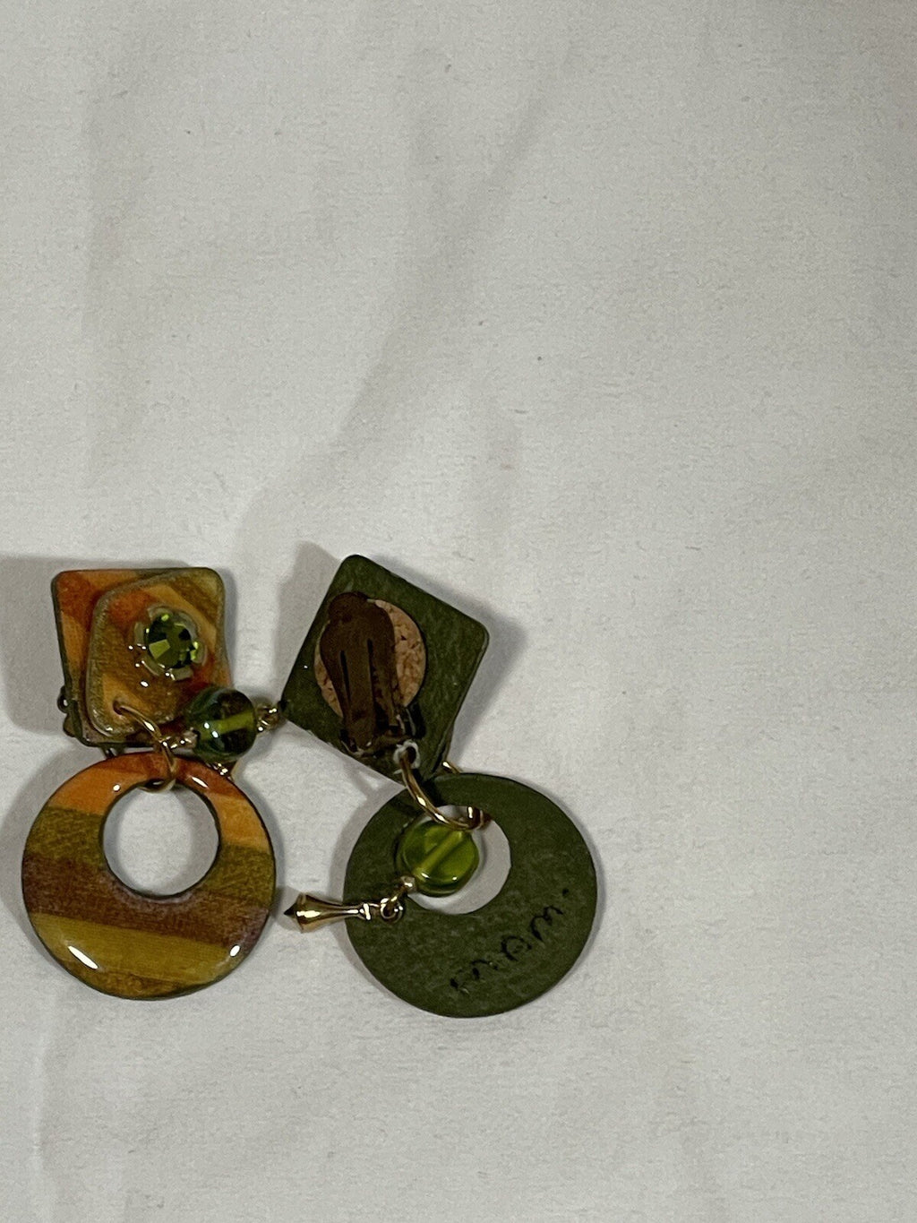 Vintage MAM’ Signed Artisan Geometric Dangle Earrings