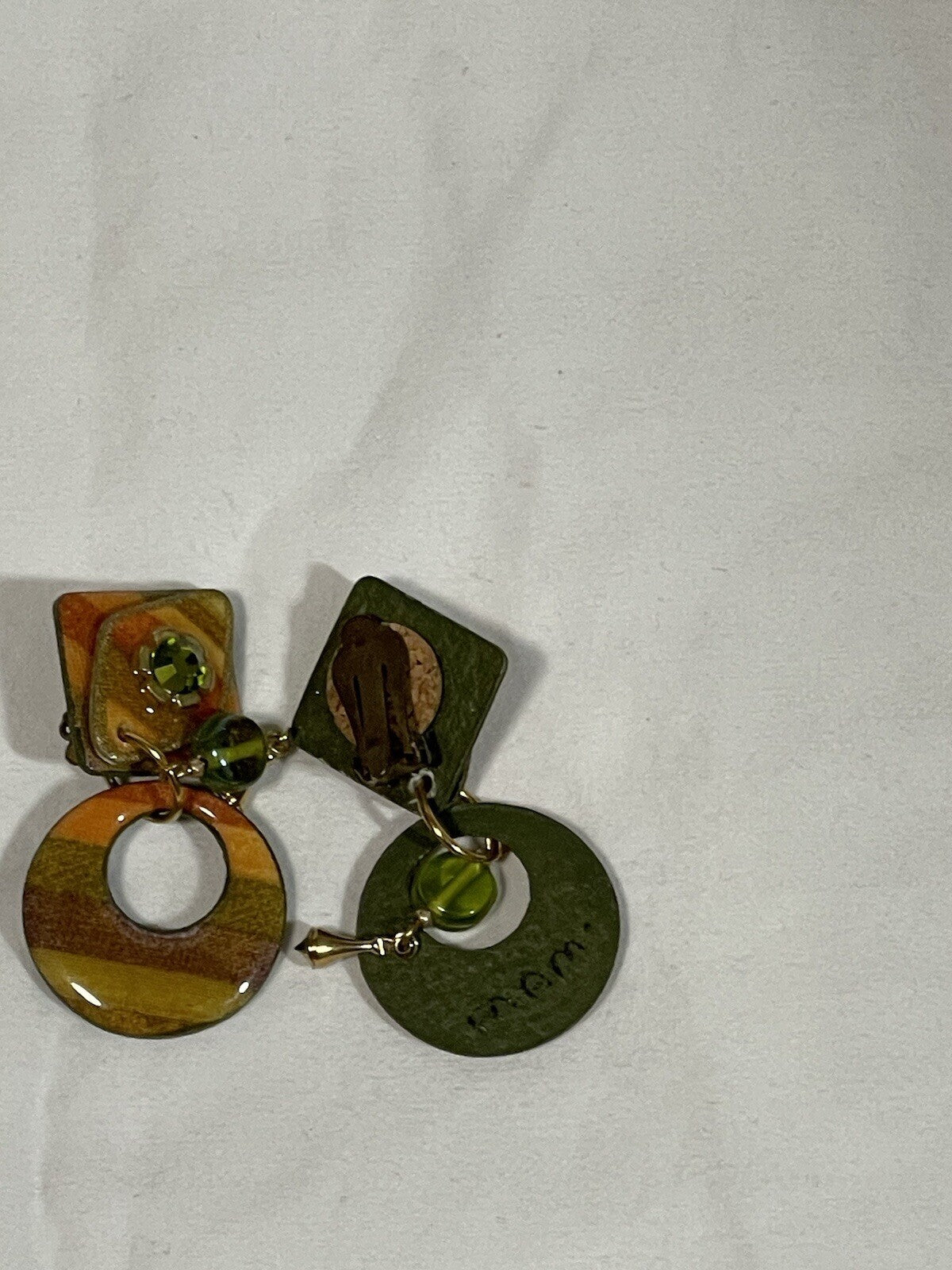Vintage MAM’ Signed Artisan Geometric Dangle Earrings