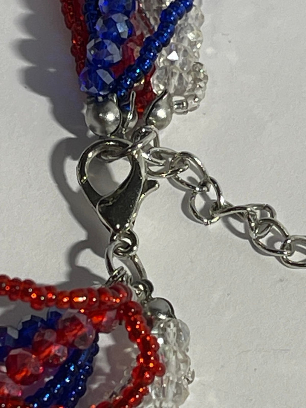 21in Red White and Blue Crystal Seed Bead Necklace