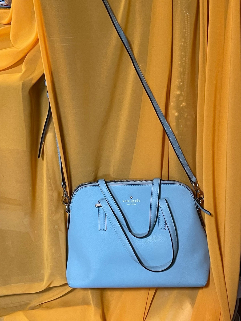 Kate Spade Light Blue Saffiano Leather Satchel Crossbody PXRU4471