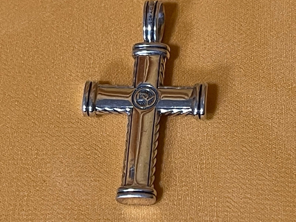 David Yurman Sterling Silver 925 Cable Cross Pendant DY