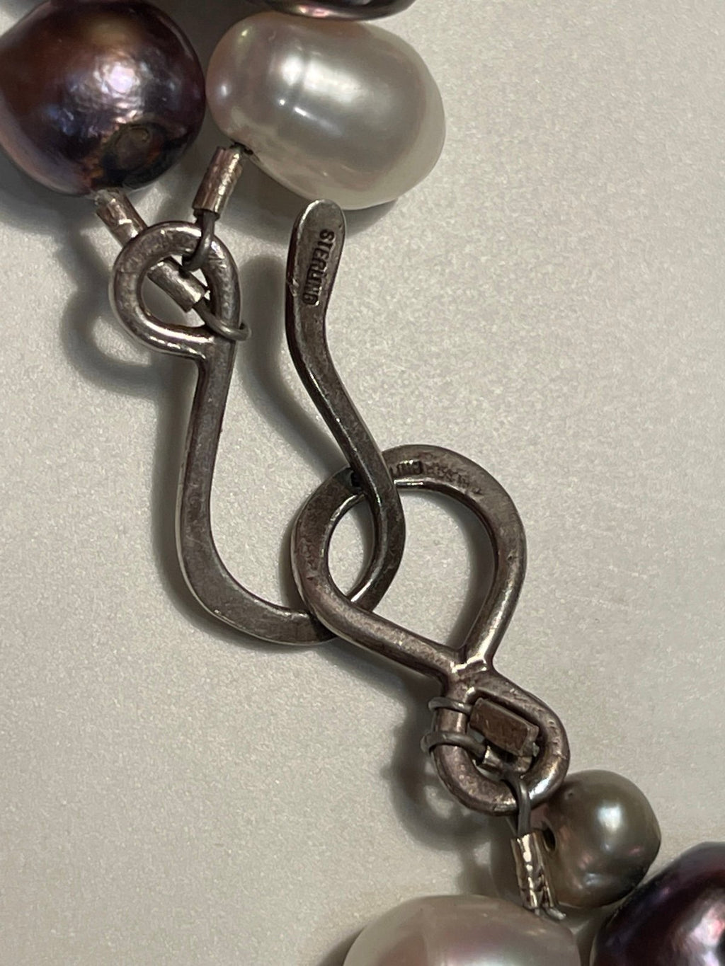 Vintage Sterling & MultiStrand Cultured Freshwater Pearl Necklace 16in