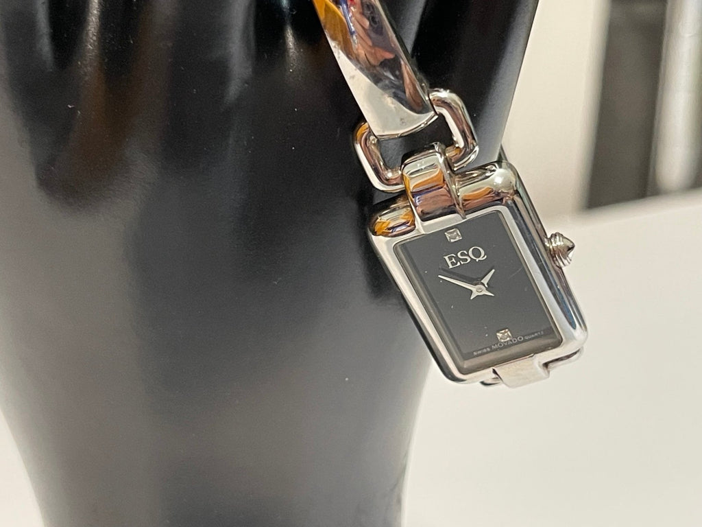 ESQ Movado Ladies Silver-tone Watch Black Face