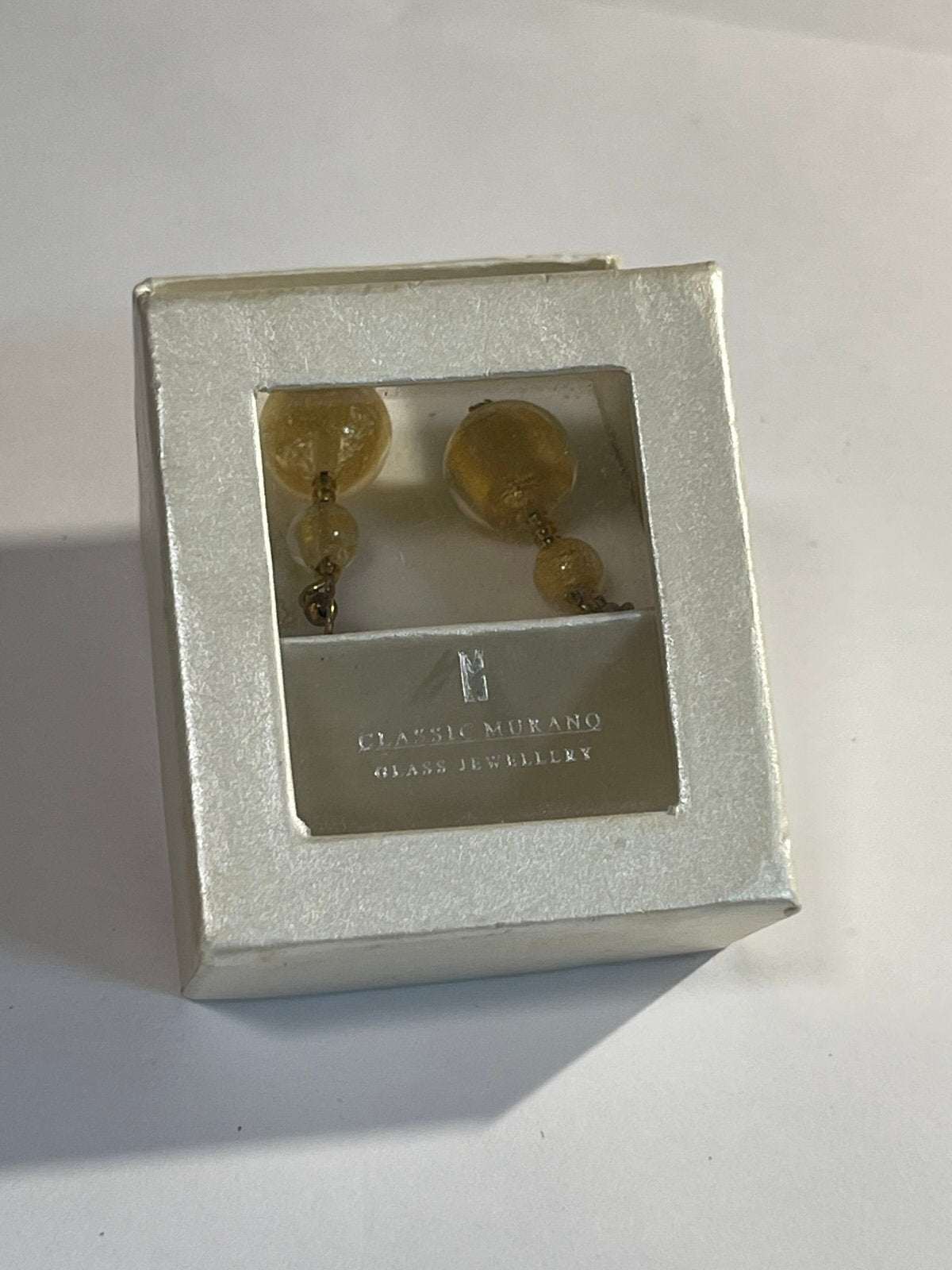 Murano Gold Foil Glass Dangle Earrings