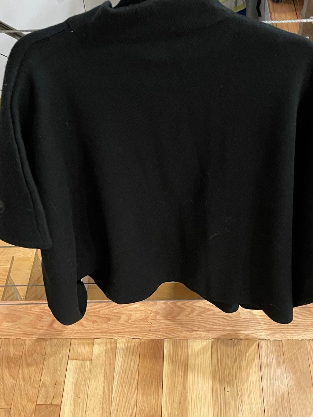 Anne Klein Black Zip-Front Shawl Sweater Jacket | Metallic Leaf Design | Size S