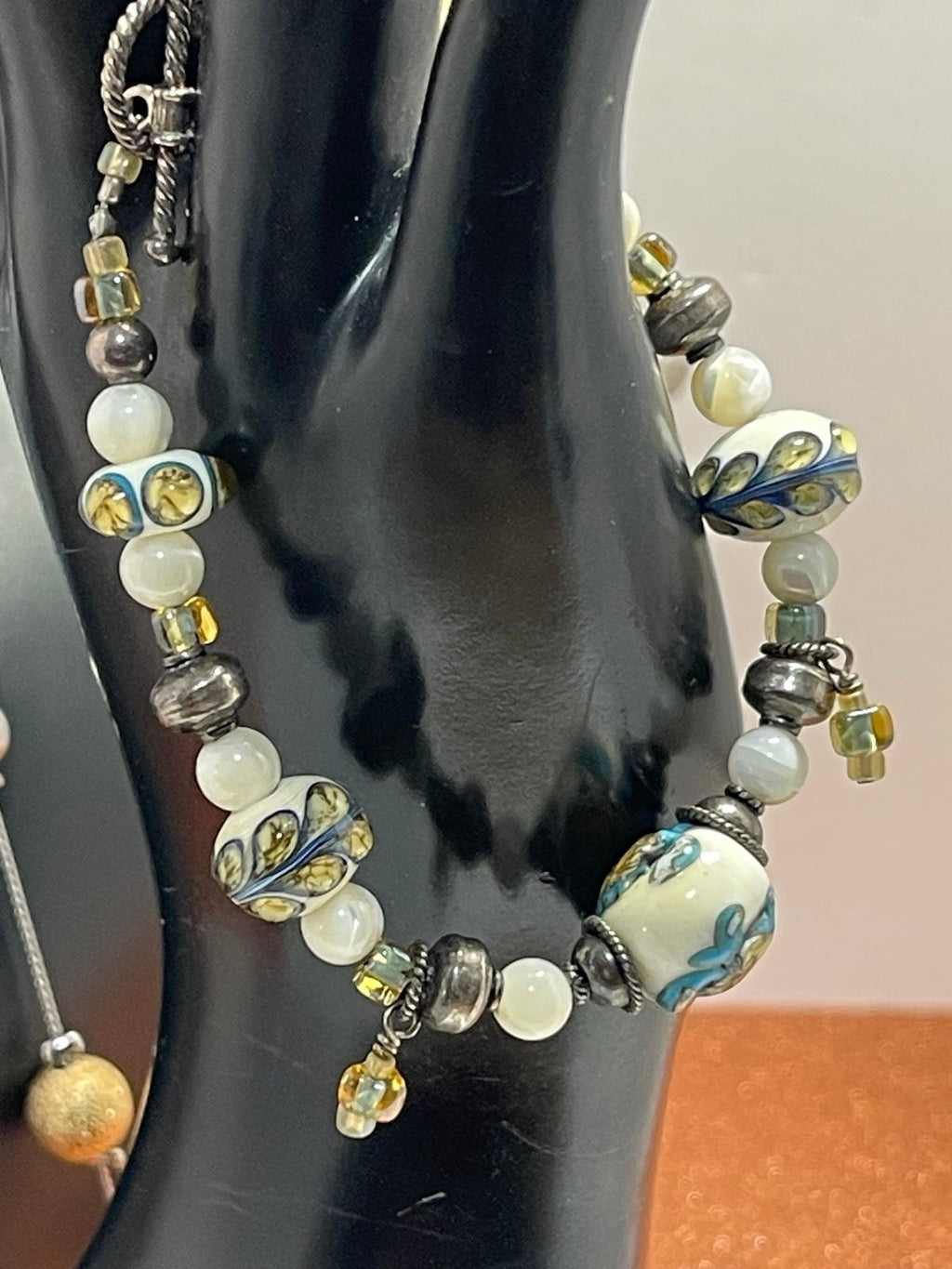 Vintage (1940’s) Italian Wedding Bead Bronze Toggle Bracelet