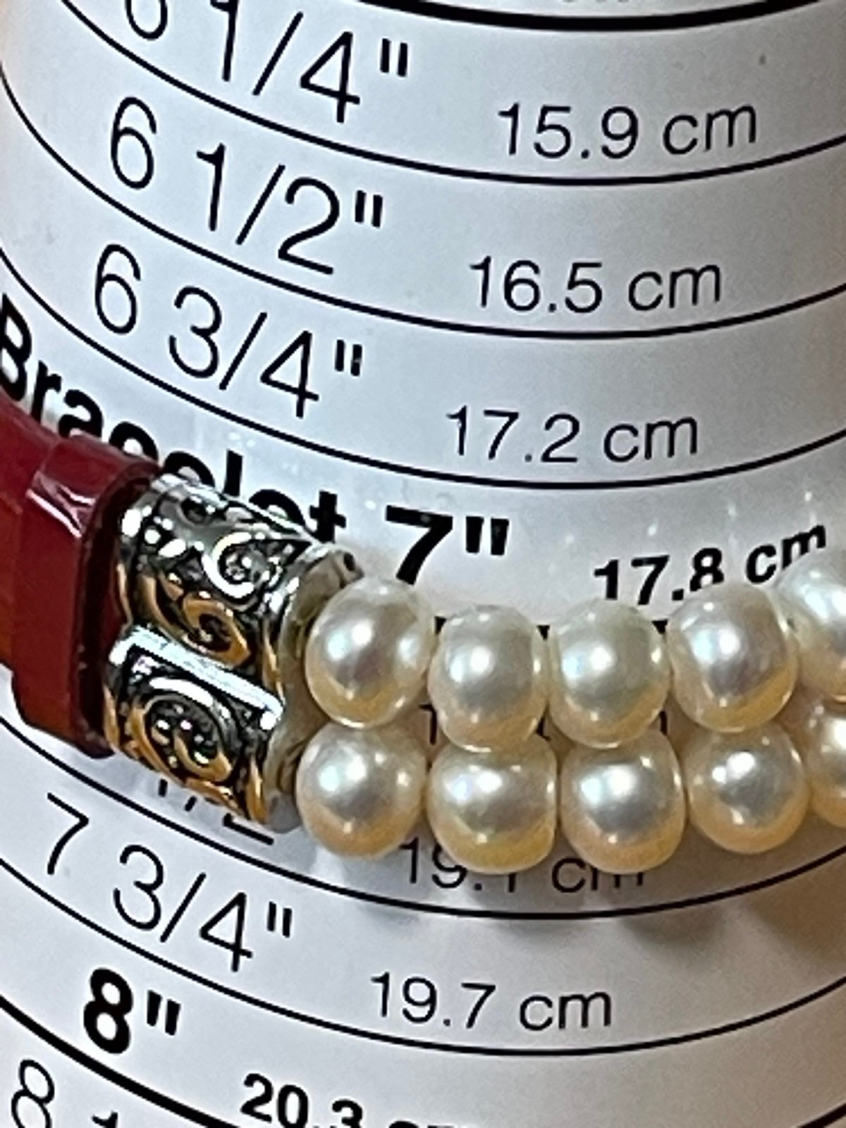 Fabulous Pearl and Sterling on Red Leather Buckle  Bracelet