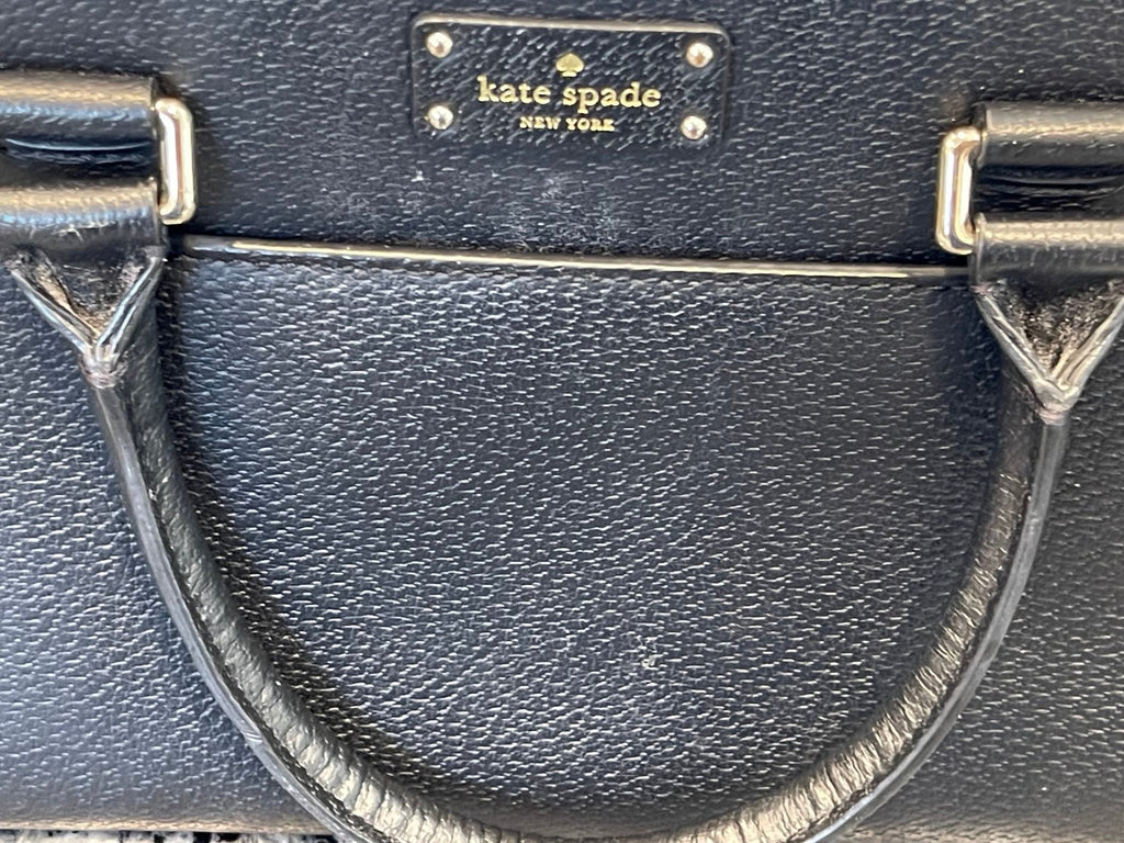 Kate Spade New York Black Pebbled Leather Satchel Crossbody Bag Medium
